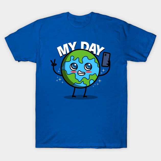 Cute Kawaii Earth Day Environmental Selfie Gen Z Meme T-Shirt by BoggsNicolas
